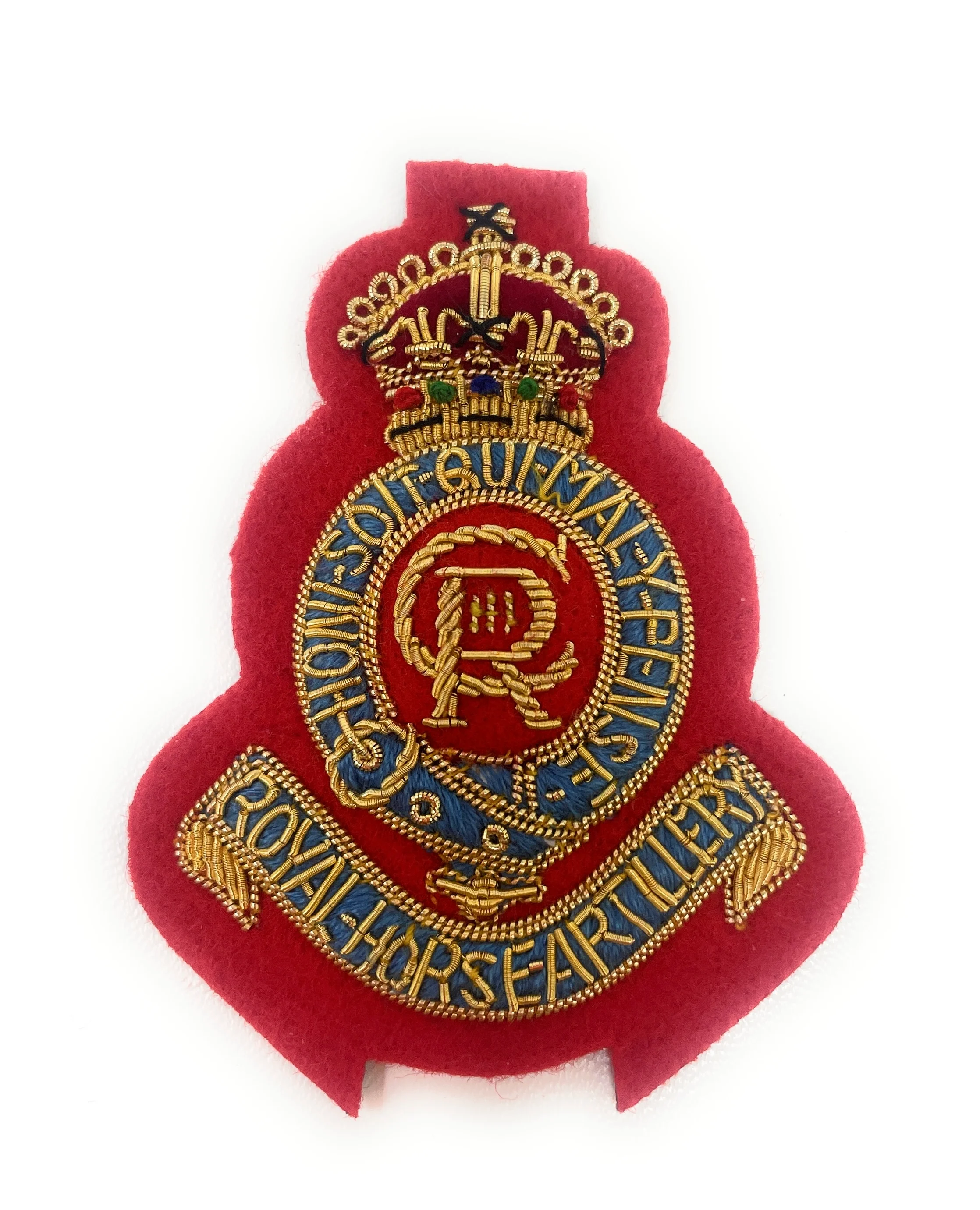 Side Hat Badge Royal Horse Artillery - Scarlet Backing -Tudor