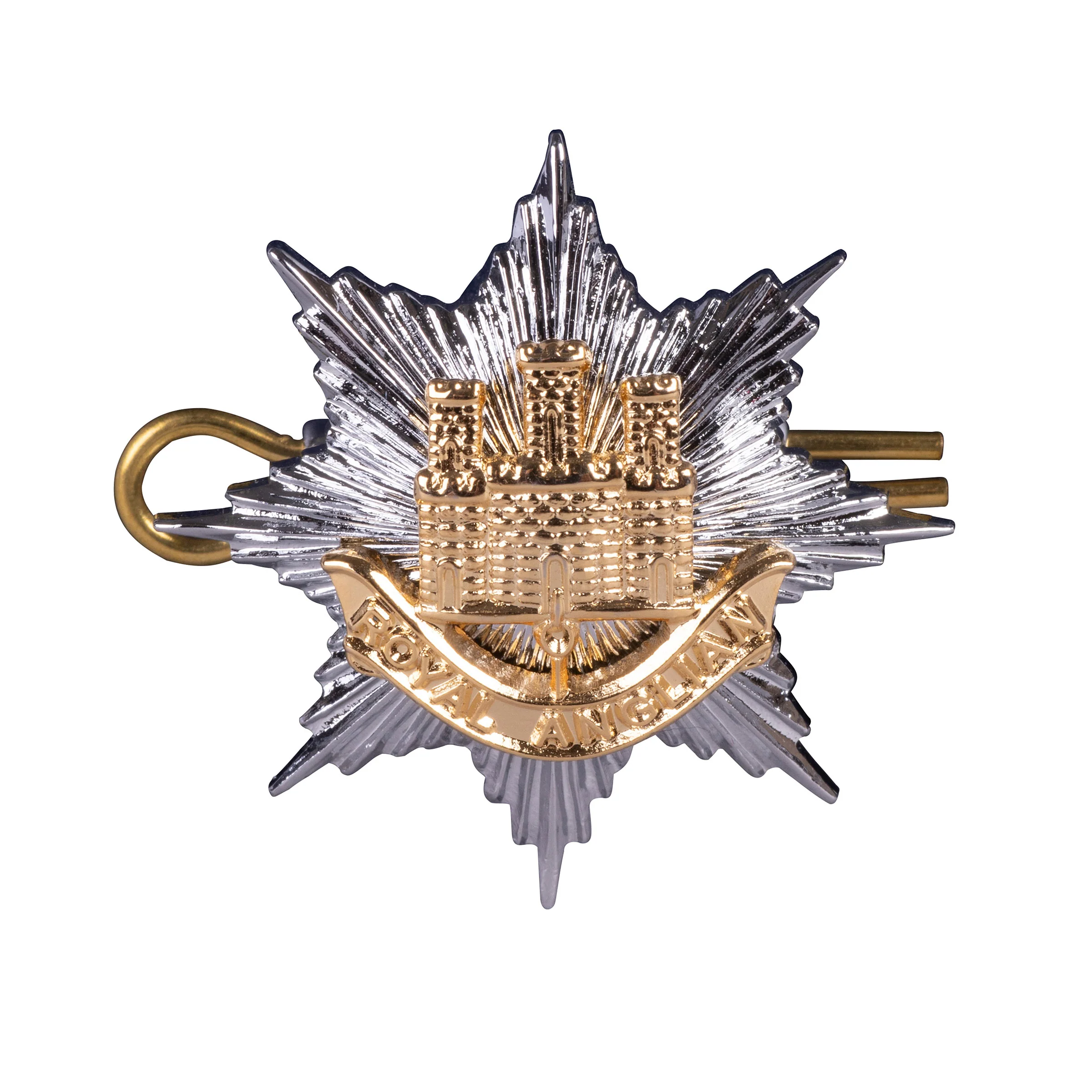 Cap Badge Officer - Royal Anglian - Brass - GP & NP - Shank & Pin