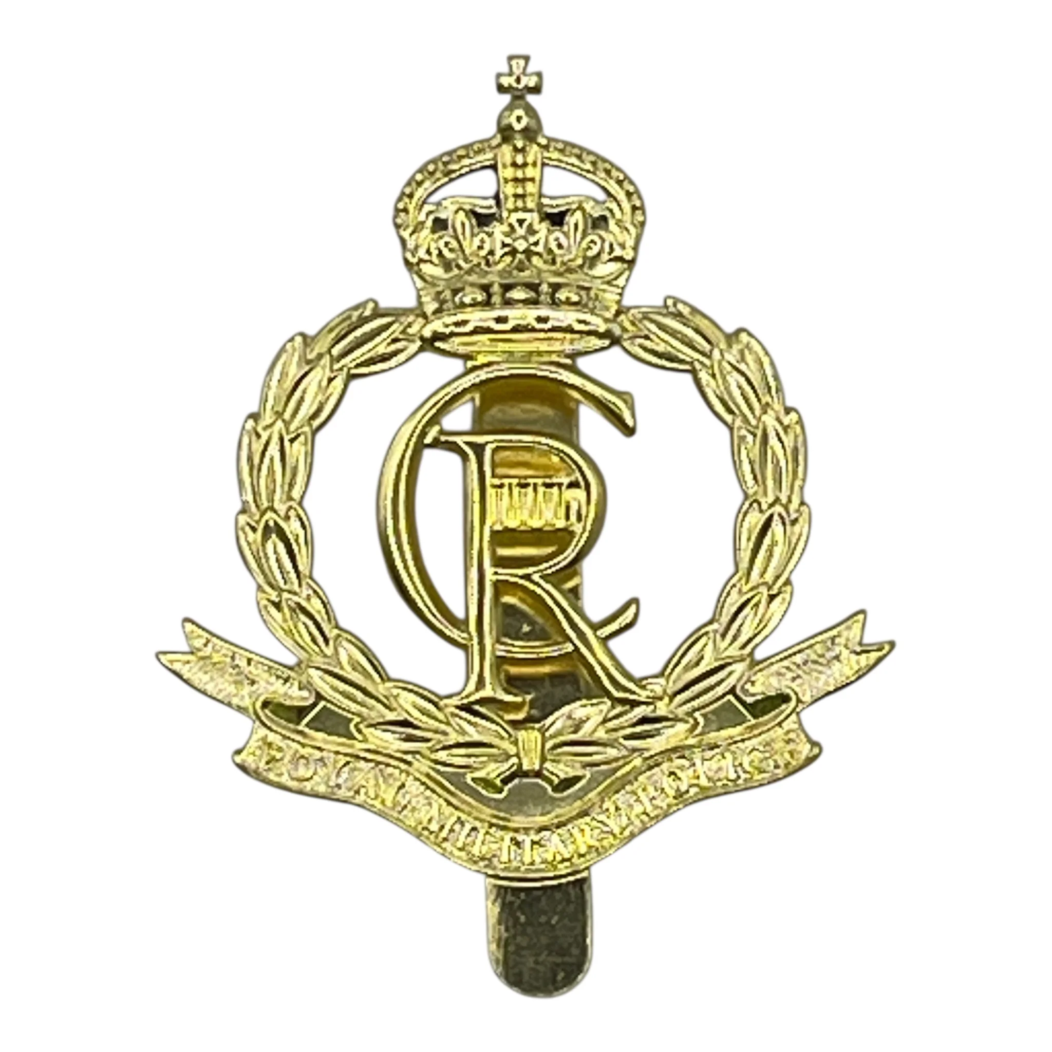 Cap Badge - RMP - V Hook - Brass - Tudor Crown