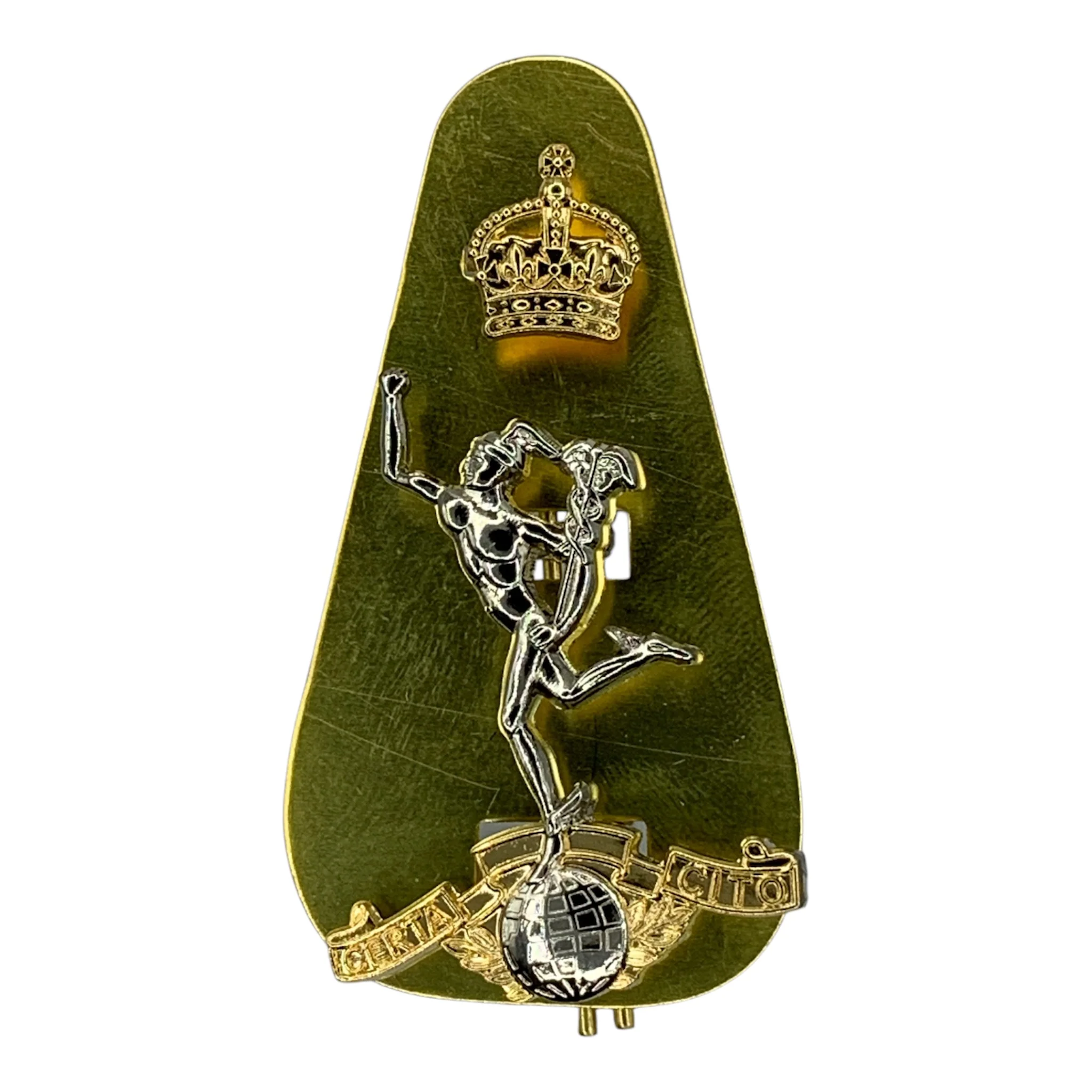 Cap Badge - Royal Signals - Bi - 3pc - S & P - Tudor Crown