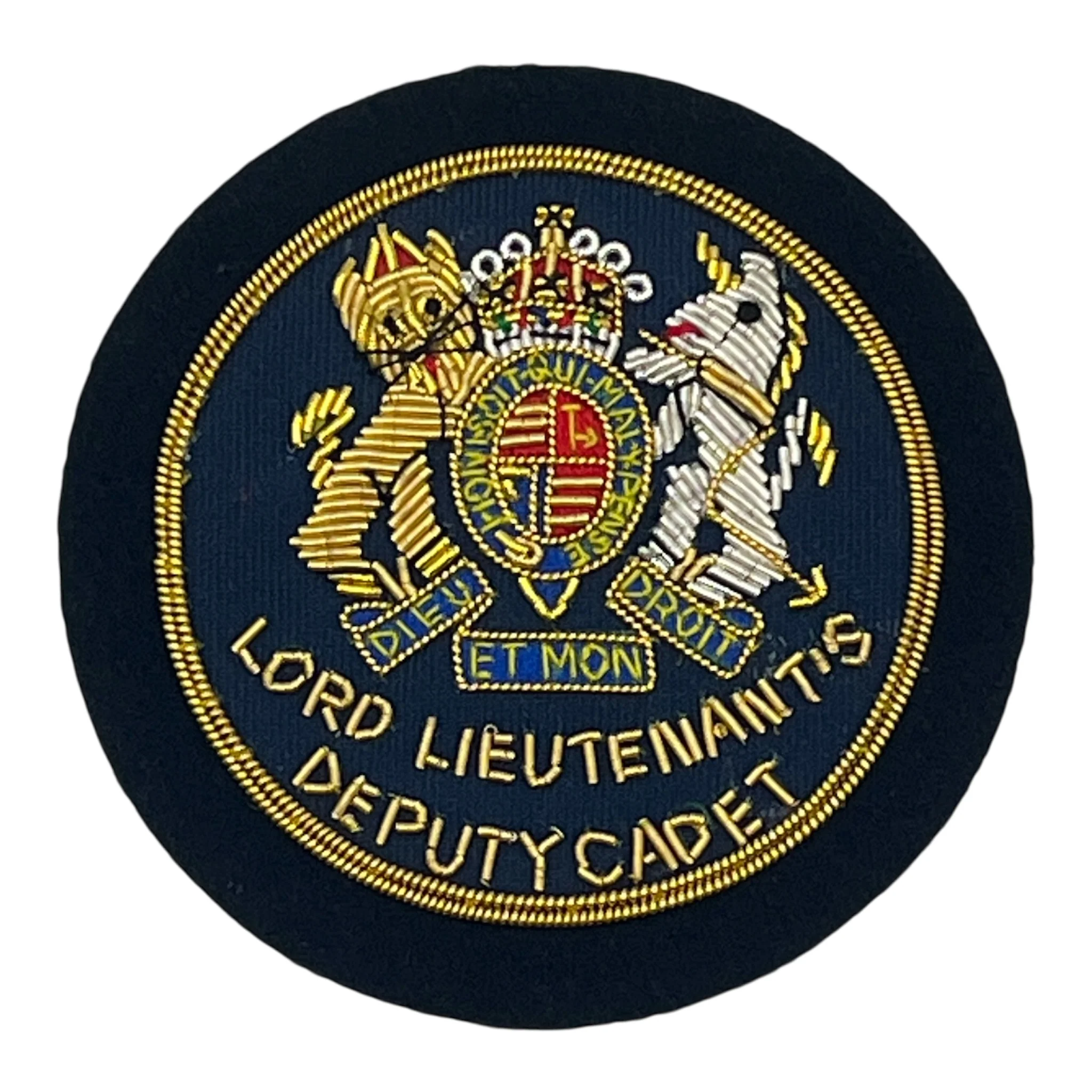 Deputy Lord Lieutenants Cadet Badge Navy Blue Backing - Tudor Crown