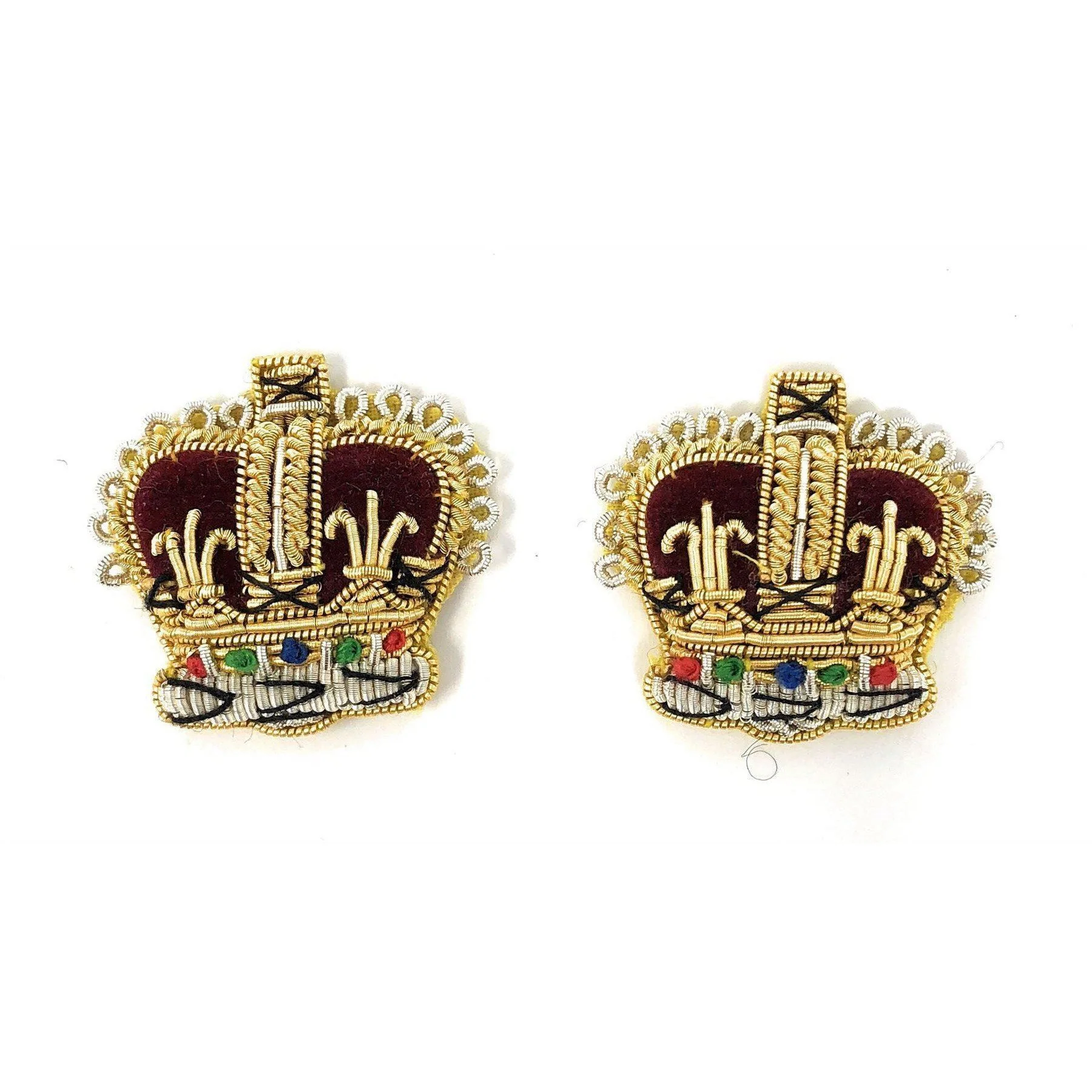 Embroidered Rank Crowns- Gold & Silver - 3/4 inch   - Pair - Image 2