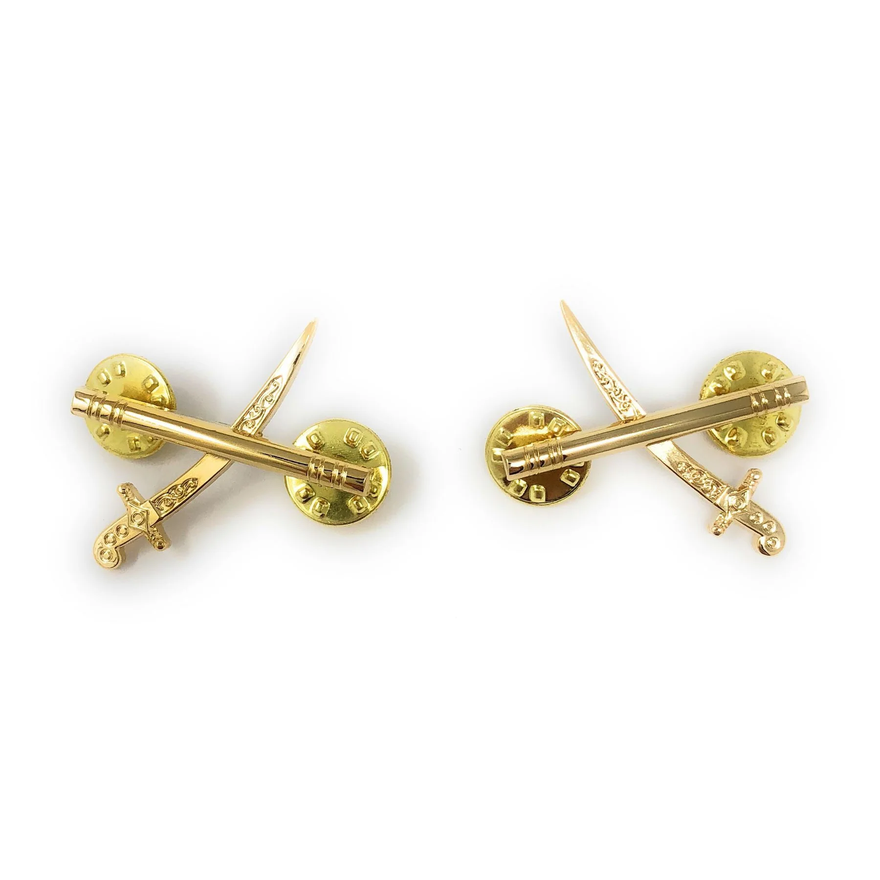 Generals' Crossed Sword & Baton - Gold Plate - Pair