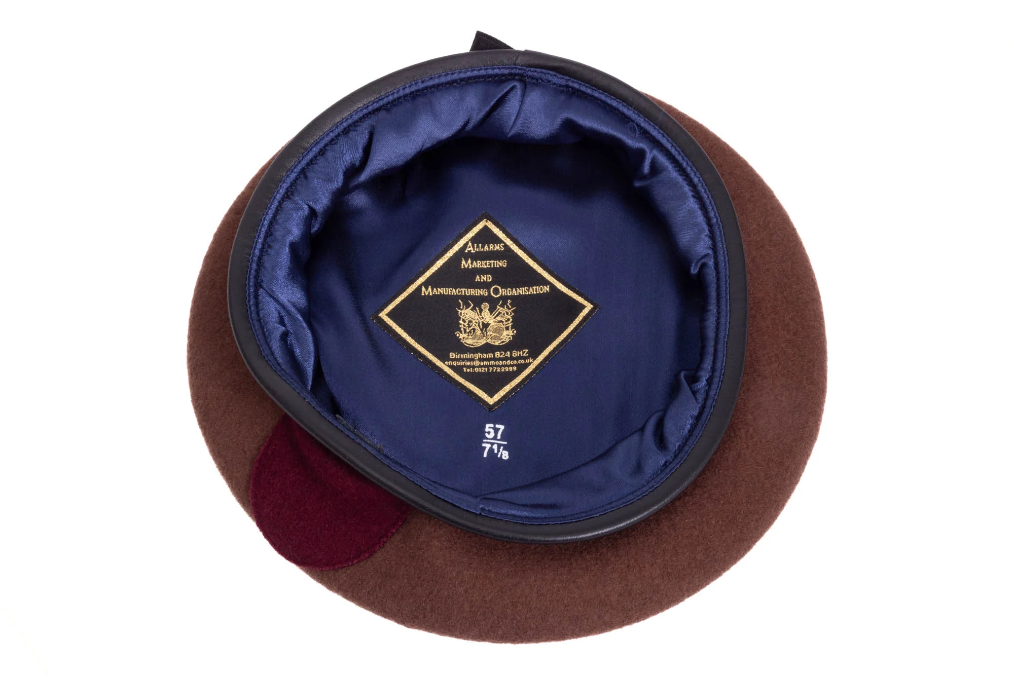 Beret KRH Brown - Blue Silk Lined - Small Crown - Image 4