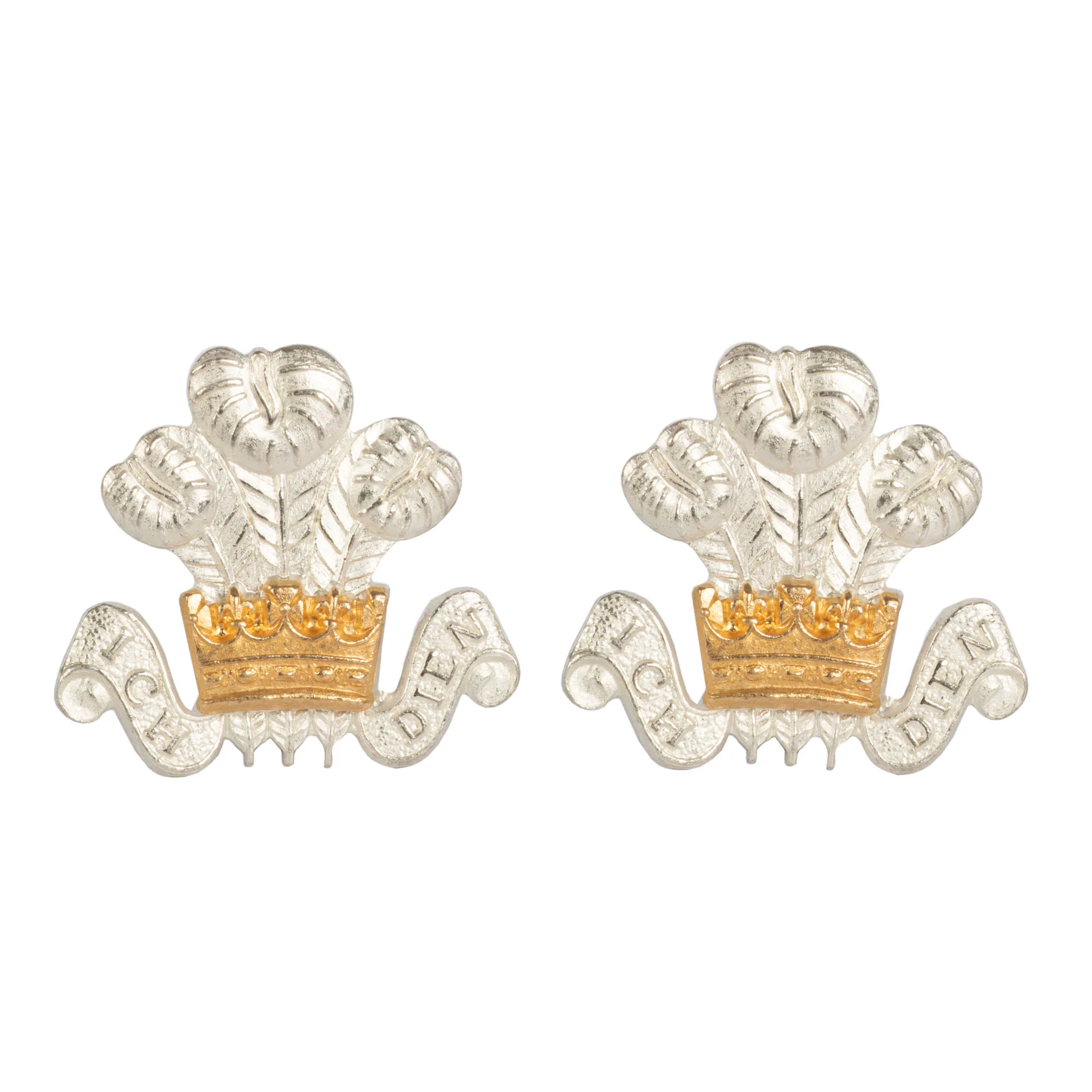 KRH - Silver No2 Dress Collar Badge - Spike & Clutch - Pair