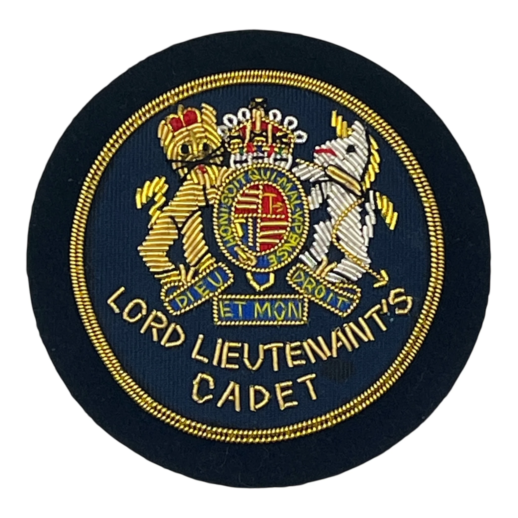 Lord Lieutenants Cadet Badge Navy Blue Backing - Tudor Crown