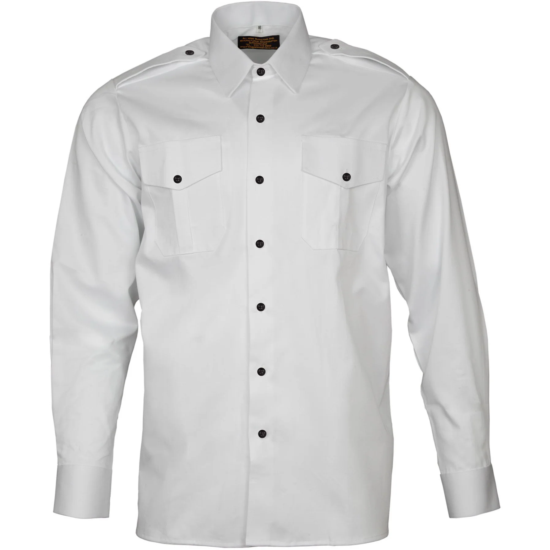 Male Officers' White Shirt - Black Buttons