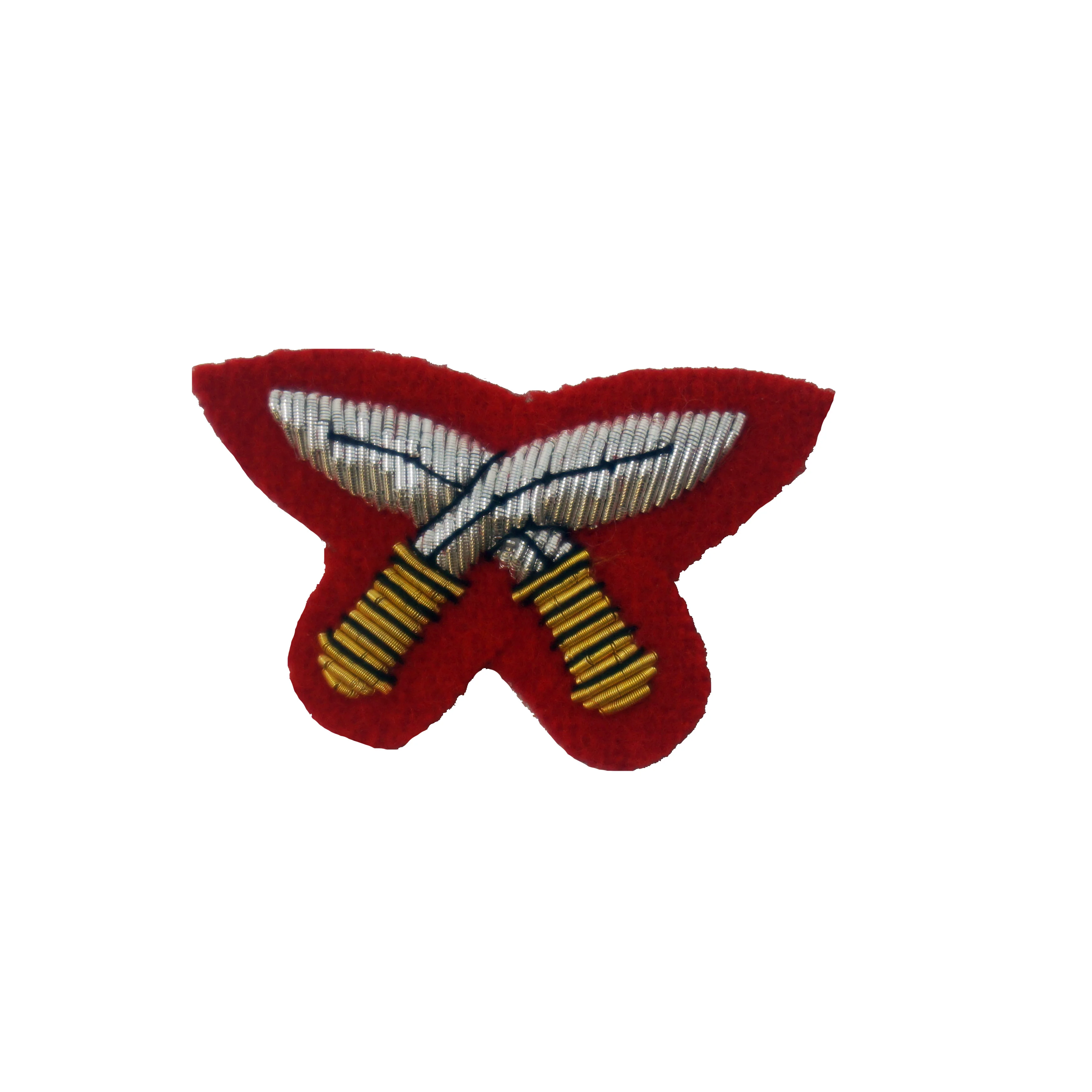 Mess Dress - Qualification Badge - GSPS Cross Kukris - Gold on Scarlet