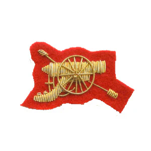 Mess Dress- Qualification Badge - RA SNCO Gunner - Gold on Scarlet
