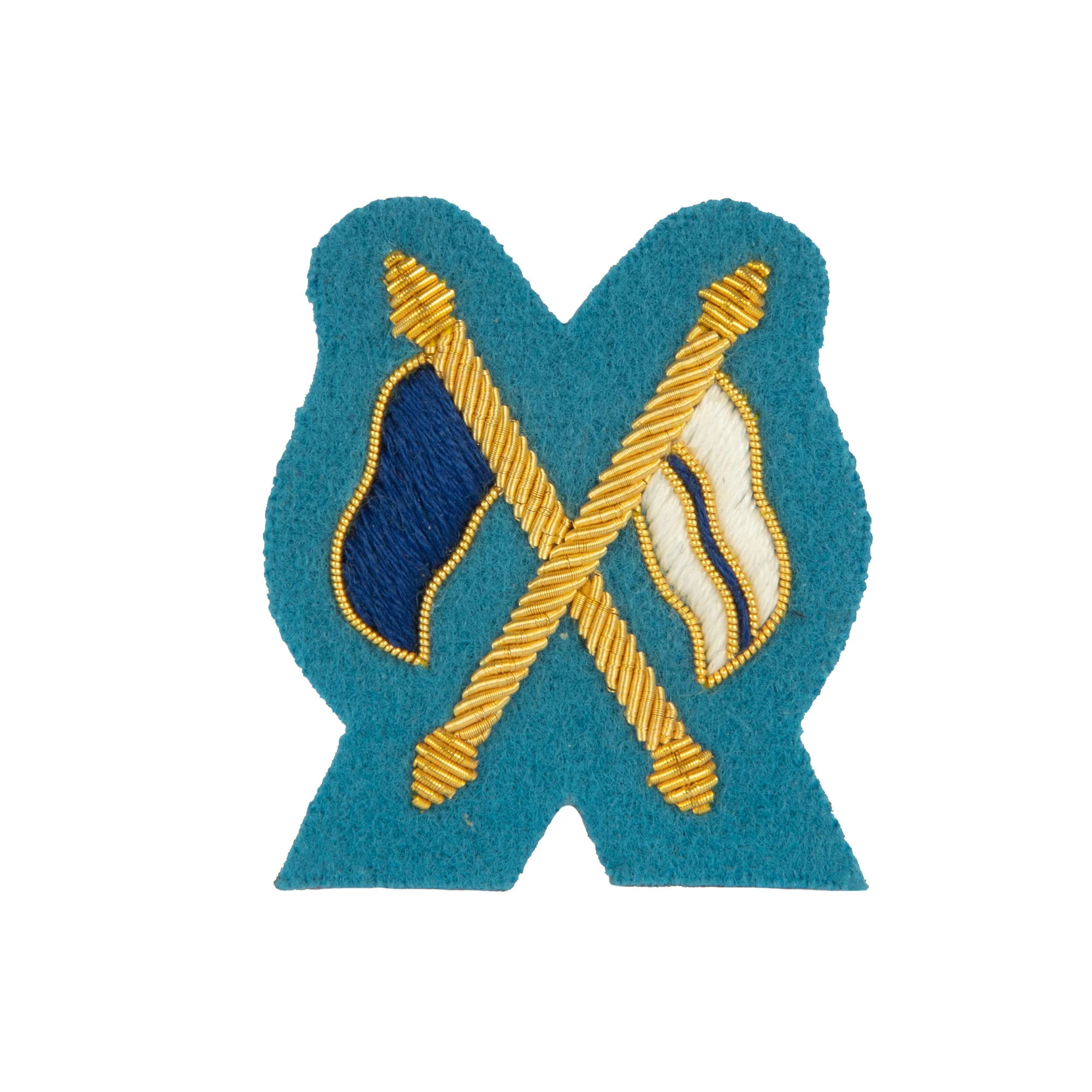 Mess Dress - Qualification Badge - Signaller (X Flags) - Gold on Blue B/G