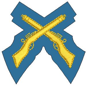 Mess Dress - Qualification Badge - Skill-At-Arms (X Rifles) - Gold on Blue B/G