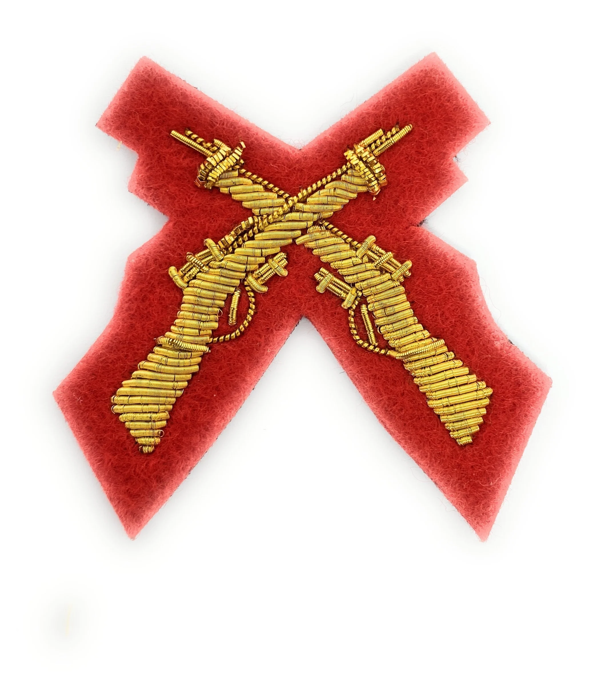 Mess Dress - Qualification Badge - Skill-At-Arms (X Rifles) - Gold on Scarlet