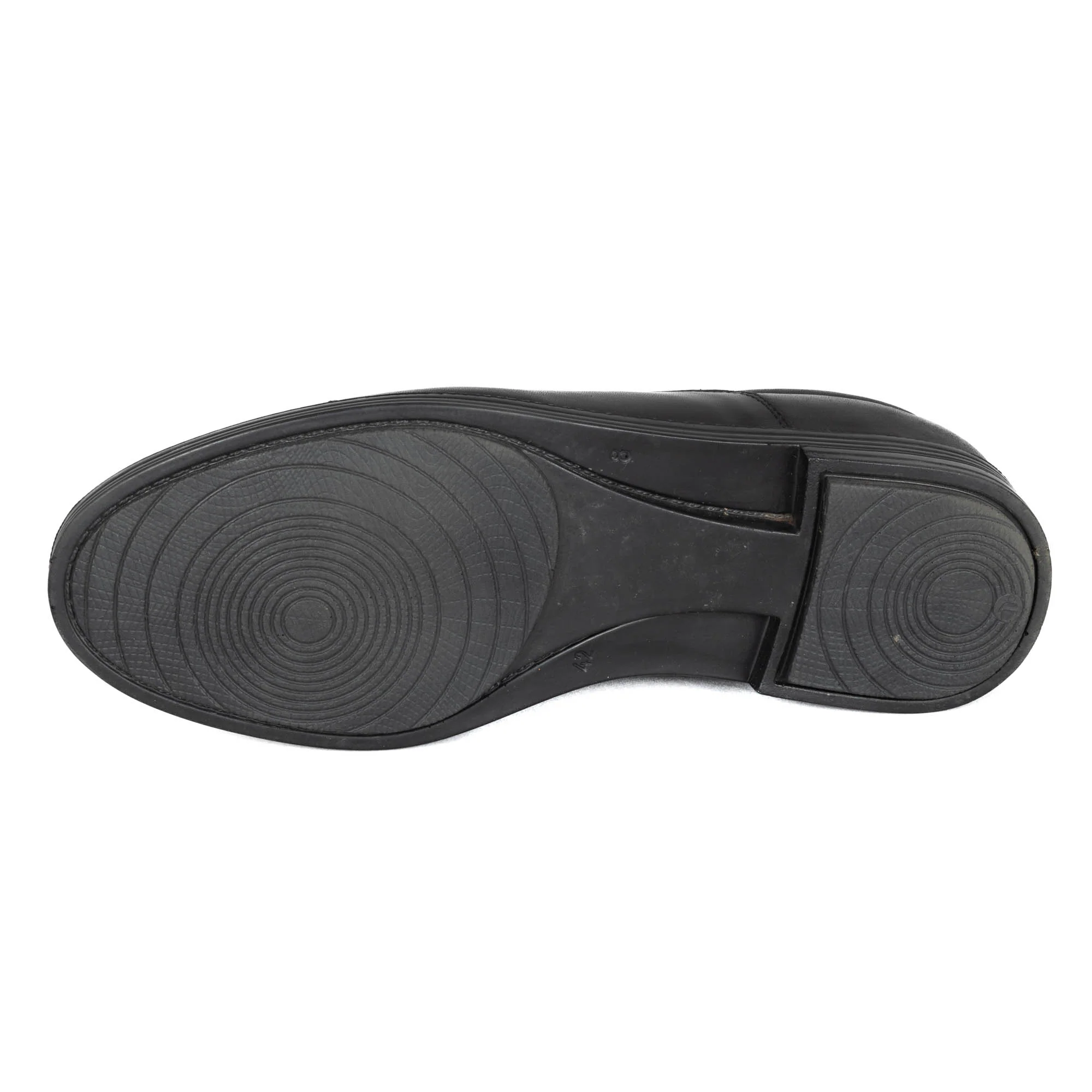 Oxford Shoe - Plain Black Leather - Rubber Sole - Image 3