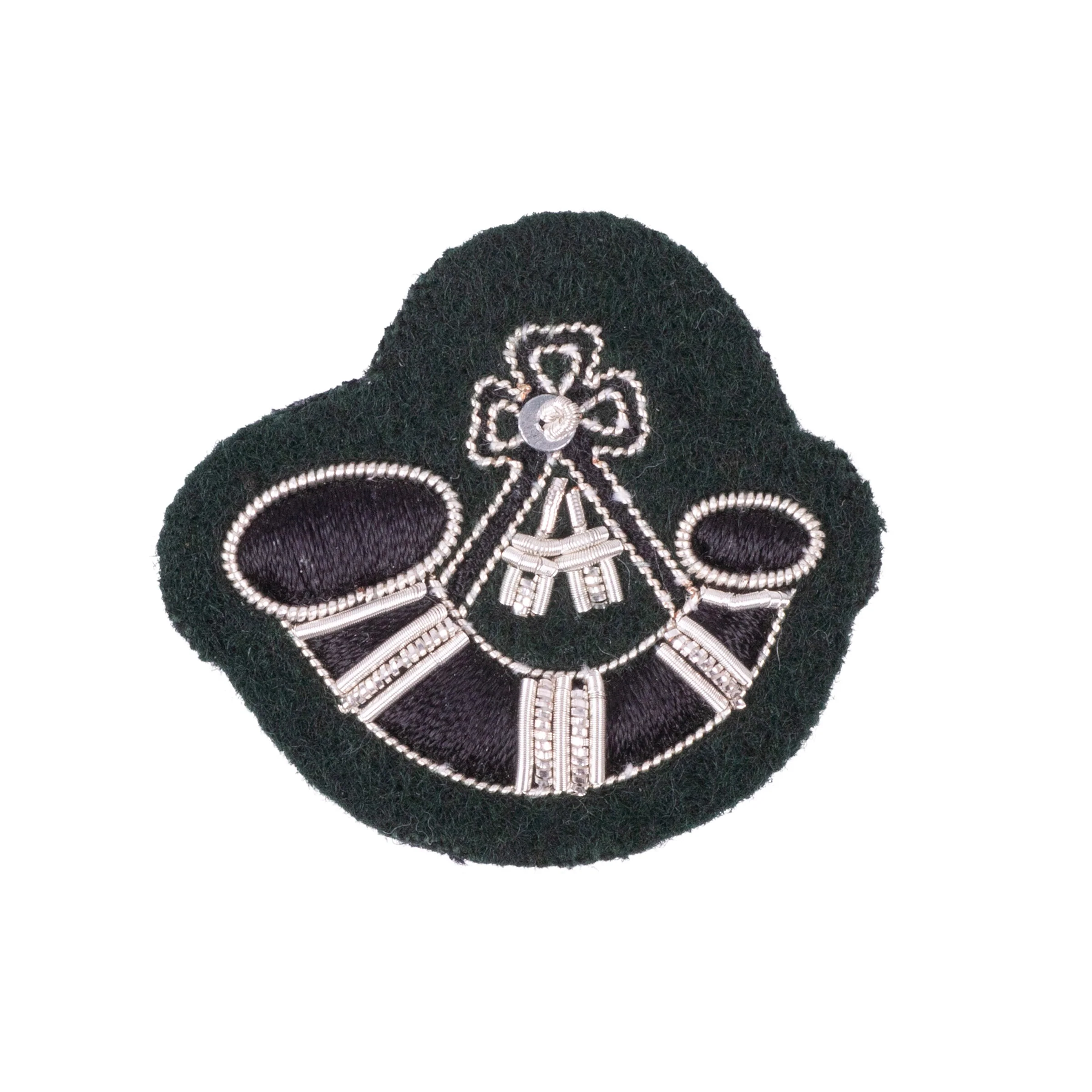 Rifles Mess Dress - Bugler Qualification Badge - Silver on Rifle Green