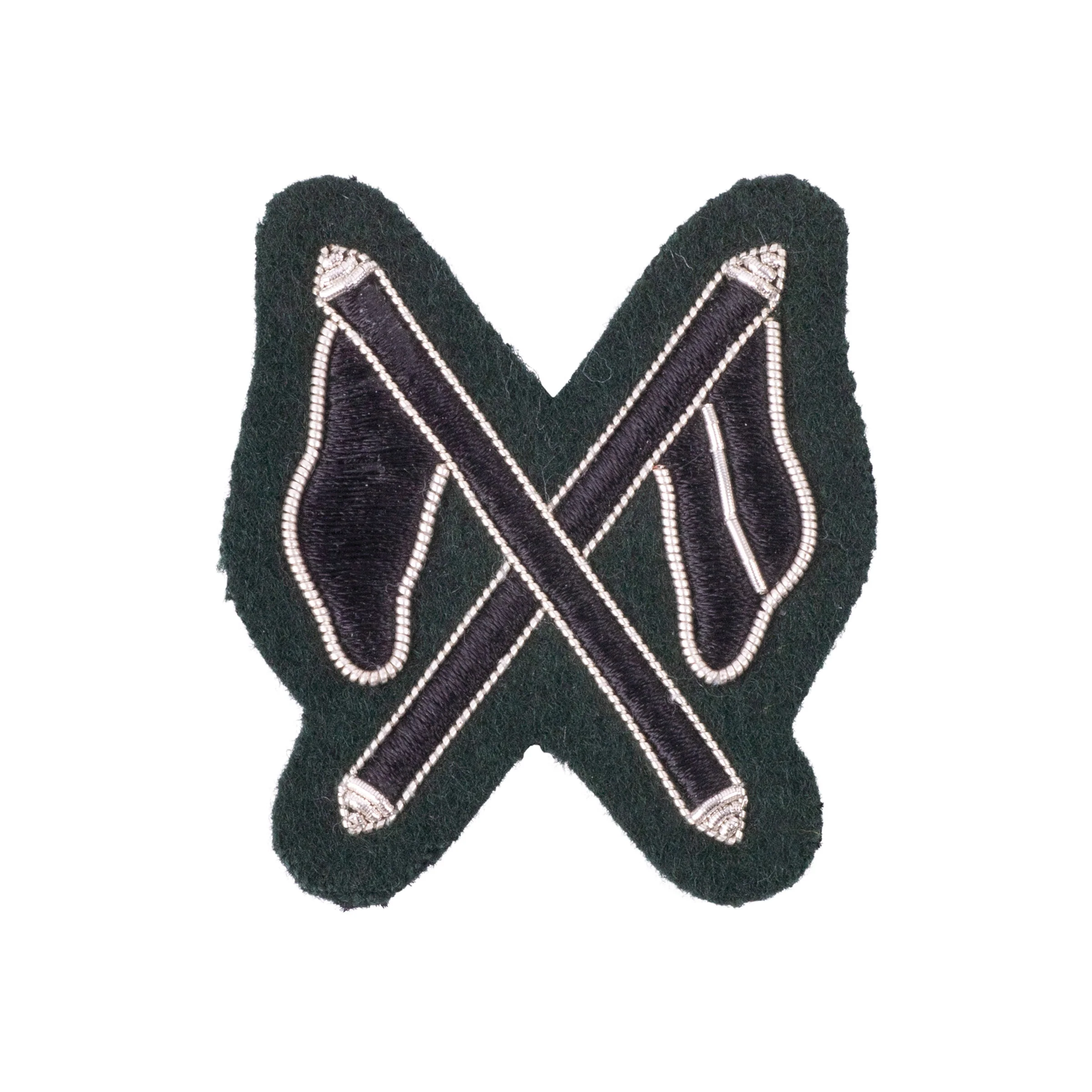 Rifles Mess Dress - Qualification Badge - Signaller (X Flags) - Black on Rifle Green
