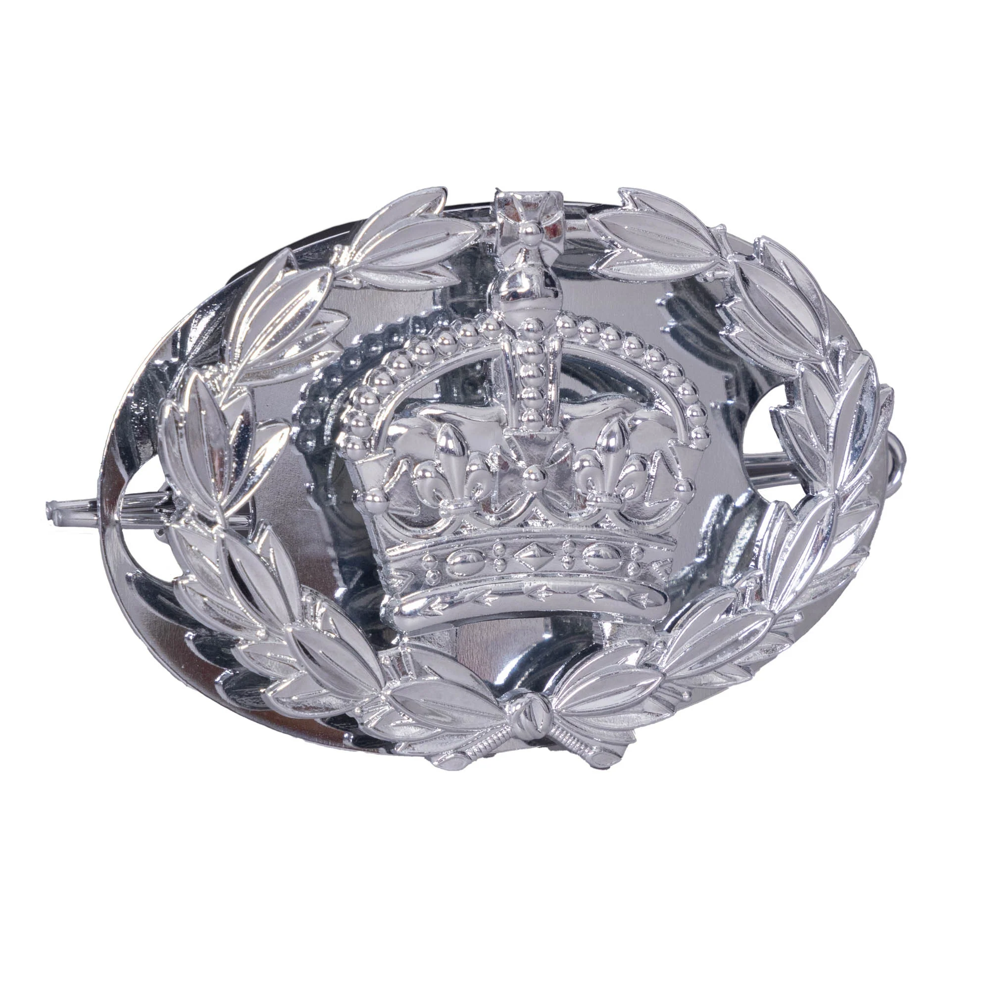 RQMS - Chrome Rank Badge - Back Plate & Shanks - Tudor Crown