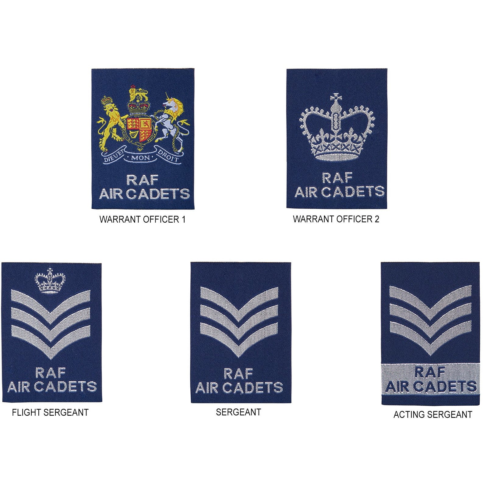 SNCO/WO Rank Slide - RAF Air Cadets - Blue Woven