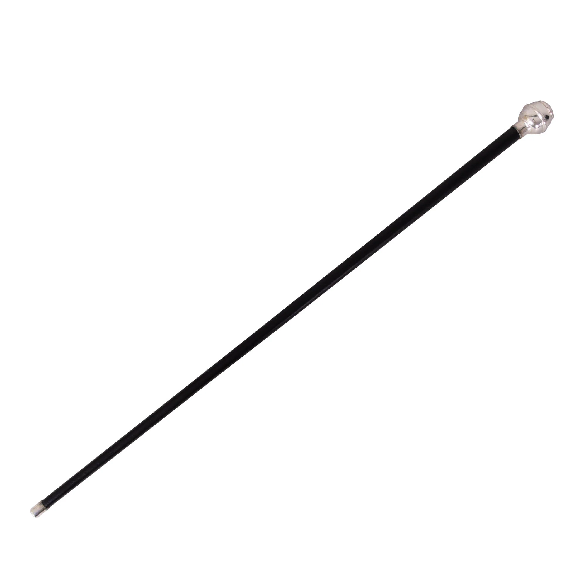 The Rifles - 27" Black Leather Cane - Silver Plate with Tudor Crown - Image 2
