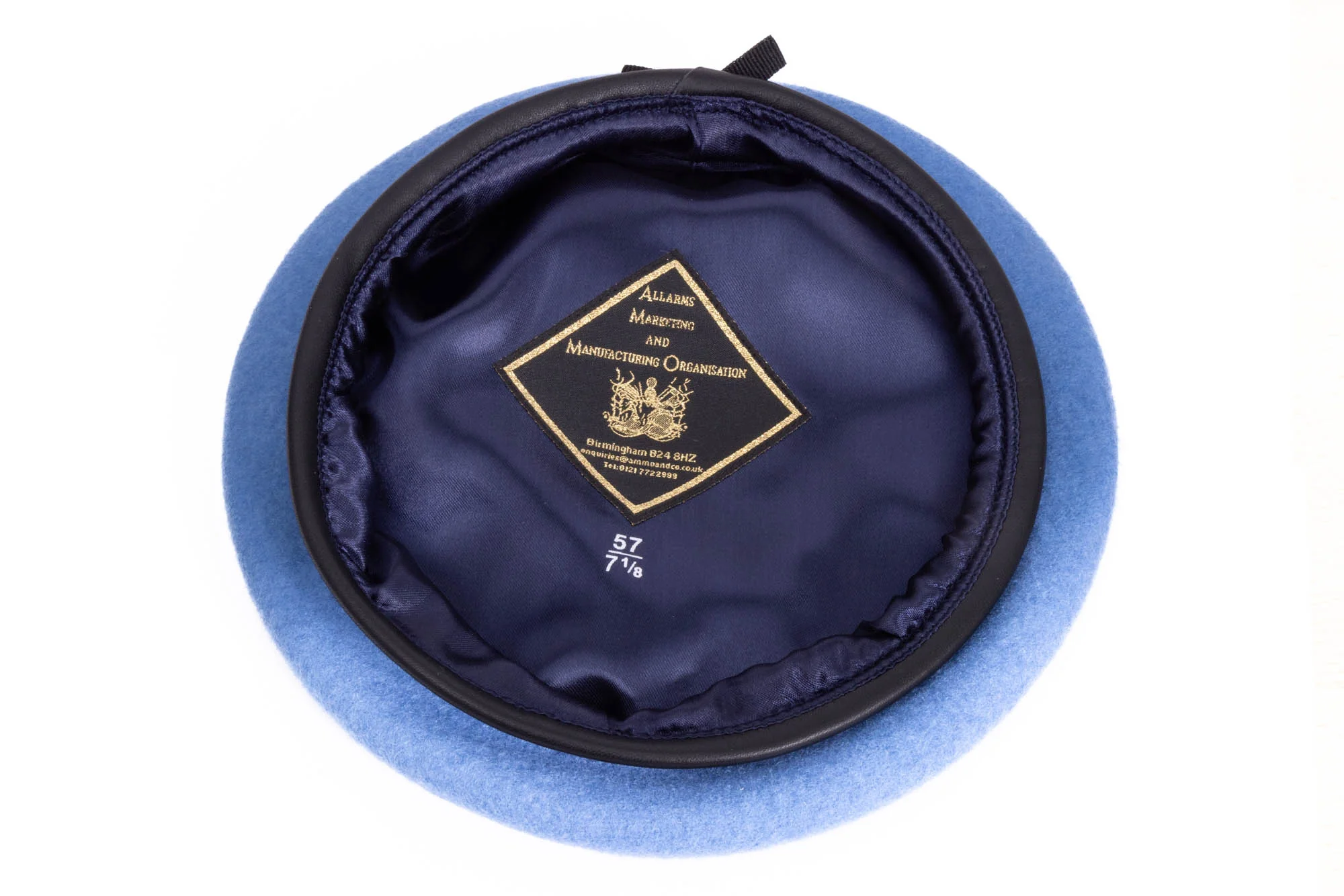 Beret UN - Blue Silk Lined - Small Crown - Image 4